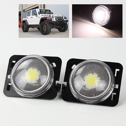 Clear LED Side Marker Lights for Jeep JK 07-15 - Hi-Power 5W COB SMD White color