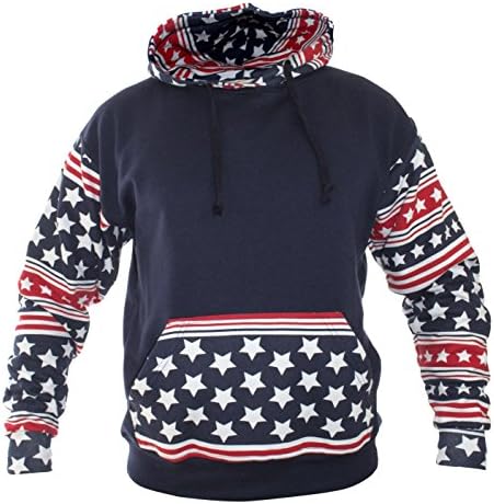 Unisex USA Flag Inspired Hoodie Pullover Sweatshirt Large