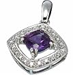 14K White Gold Antique Style Amethyst Diamond Pendant