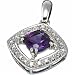 14K White Gold Antique Style Amethyst Diamond Pendant