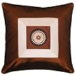 Decorative Handmade Brown & Beige Cushion Cover / Pillow Sham - Squares & Sunflower Design