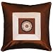 EXP Decorative Handmade Brown & Beige Cushion Cover / Pillow Sham - Squares & Sunflower Design
