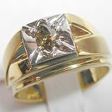 14K Two-Tone Gold Champagne Diamond Man's Ring