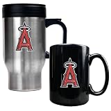 Los Angeles Angels Stainless Steel Travel Mug & Black Ceramic Mug Set - Primary Logo MLB Baseball