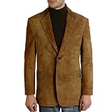 BGSD Mens Classic Two-Button Suede Leather Blazer in Brandy, Brown, or Tobacco