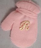 Pink One Size Magic Mitten with Customer Chosen Ivory Monogrammed Letter for Infants Ages 0-2 Years