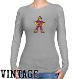 NCAA Iona College Gaels Ladies Ash Distressed Logo Vintage Long Sleeve Slim Fit T-shirt