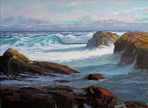 JMacleanStore Wall Decor Landscape Paintings on Canvas 12x16inch Laguna Surf with Sail Boats L:612