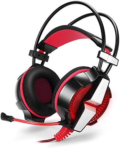 Flyox KOTION EACH GS700 3.5mm Gaming Game Headset Headphone Earphone Headband with Mic Stereo Bass LED Light for PS4 PC Computer Laptop Mobile Phones(Black&amp;Red)