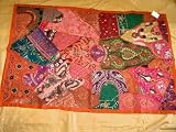 Review   / 40% Off Sale Red Classic Beaded Ethnic Indian Sari Tapestry Wall Hanging