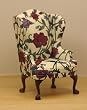 Upholstered Dollhouse Miniature Wing Chair red and green floral