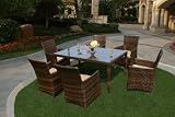 Genuine Ohana Outdoor Patio Wicker Furniture 7pc All Weather Dining Set