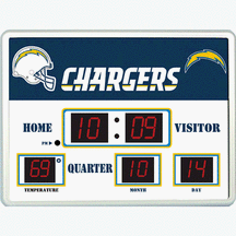San Diego Chargers 14 x 19 LED Scoreboard Clock and Thermometer
