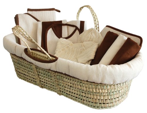 Tadpoles Organic Waffle Terry Moses Basket Gift Set, Chocolate