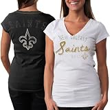 NFL Touch by Alyssa Milano New Orleans Saints Women's In The Bleachers T-Shirt - White/Black (Small)