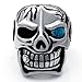 Elfasio Men's Huge Silver Skull Blue Eye Cigar CZ Stainless Steel Biker Ring(Size 11)