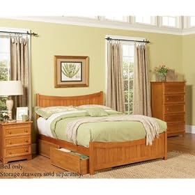 Twin Size Platform Bed with Footboard Caramel Latte Finish by Atlantic Furniture