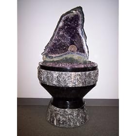 Aqua Amethyst Geode Fountain With Light And Crystal Sphere. by SHOPZEUS