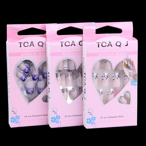 FACILLA® 72 Mixed Assorted Style French Acrylic False Artificial Nail Tips