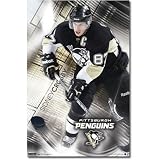 Pittsburgh Penguins Sidney Crosby Sports Poster Print - 22x34 custom fit with RichAndFramous Black 22 inch Poster Hangers