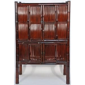BK0022Y-Rare Antique Bamboo-Slat Chinese Cabinet, circa 1800, Shanxi Province China, Bamboo (Zhuzi),