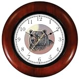 IMAGE OF Grizzly Bear or Brown Bear No.2 Animal Wooden Wall Clock by WatchBuddy Timepieces (Cherry Wood Frame)