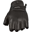 Fly Racing Half-N-Half Fingerless Perforated Men's Leather Sport Bike Motorcycle Gloves w/ Free B&F Heart Sticker Bundle - Black