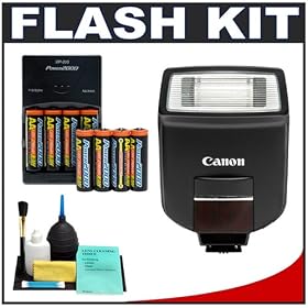 Canon 220EX Speedlite Flash + Precision Design Bounce Reflector + 4 Batteries & Charger for Canon EOS Rebel XT, XTi, XS, XSi, T1i, 50D, 40D, 5D SLR Digital Cameras