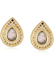 Anna Beck Designs "Gili Labradorite" 18k Gold-Plated Labradorite Teardrop Stud Earrings