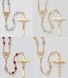 17" Gold Plated Rosary with 5mm Colored Beads and Gold Plated Crucifix - MADE IN ITALY