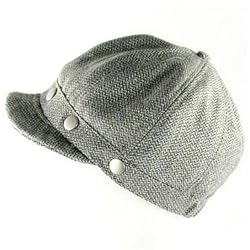WOOL HERRINGBONE FOLDABLE NEWSBOY GATSBY CAP HAT * GRAY * Small / Medium