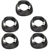 GLS Audio 50ft Mic Cable Patch Cords - XLR Male to XLR Female Black Microphone Cables - 50' Balanced Mike Snake Cord - 5 PACK