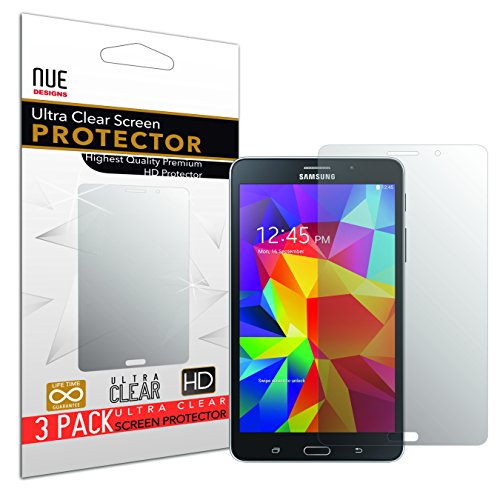 SAMSUNG GALAXY TAB 4 SCREEN PROTECTOR, Nue Design Cases TM Tab 4 (7.0) Screen Protector Anti-Glare, Anti-Scratch, Anti-Fingerprint HD Clear Film (Invisible) [3 PACK]