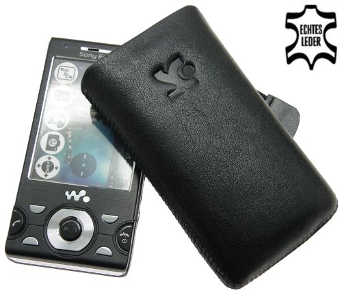 Sony Ericsson W995 - Leder Etui Tasche *Spezielle Anfertigung in der Farbe Schwarz* (Original SunCase) *Lasche mit Rueckzugfunktion*