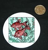 3 button / pin printed with two, ocean, fish, pink, underwater, seaweed, swim