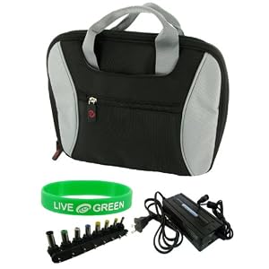 HP Mini 1000 Vivienne Tam Edition 10.2-Inch Netbook Carrying Bag Case with Universal WaLL Charger - Black / Grey