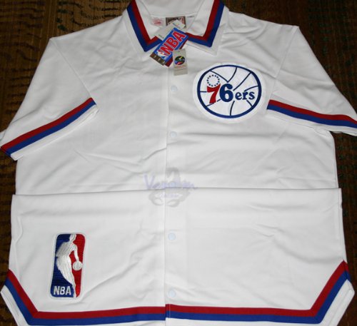 Mitchell & Ness Authentic 1988-89 Philadelphia 76ers White Home Throwback Team Warm Up Jacket - Size 54