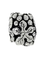 Sterling Silver Five-finger Leaf Barrel Bead Charm for most Charm Bracelets