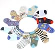 Baby Infant Boys Age 6-9 Months Cotton 12 Pairs Crew Mid Calf Socks Set Size 2-4