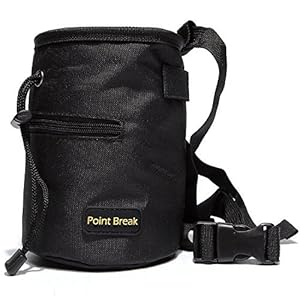 Point Break Chalk Bag for Rock Climbing, Weightlifting, Bouldering & Gymnastics with Drawstring Closure, Quick-clip Belt and Valuables Securely Holding Zippered Pocket - Lifetime Guarantee