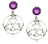 Sterling Silver Round-Shaped Amethyst Celtic Earrings