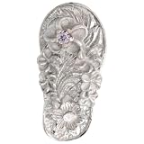 Sterling Silver Hawaiian Plumeria Flip Flop Slippers Pendant, w/ Brilliant Cut Alexandrite colored CZ Stone, 13/16  tall