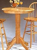 Traditional Style Round Bar Table w/Solid Natural Finish Wood Top