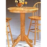 Traditional Style Round Bar Table w Solid Natural Finish Wood Top by visiondecor Furniture