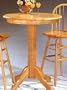 Traditional Style Round Bar Table w/Solid Natural Finish Wood Top