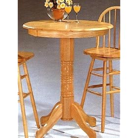 Traditional Style Round Bar Table w Solid Natural Finish Wood Top by visiondecor Furniture