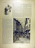 1898 Limoges Church Butcher Butchery Banner Print