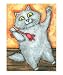 Grey Cat With Red Mouse Toy Animals Giclee Poster Print by Jamie Wogan Edwards, 8x10