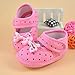 DZT1968® Baby Girl Cloth Soft Sole Round Dot Prewalker Mary Jane Shoes with Bowknot (12~18 Months, Pink)
