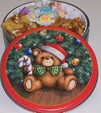 Scott's Cakes Taffy, Pretzel Brittle, and Sassy Peanut Combo in a Christmas Teddy Bear Tin